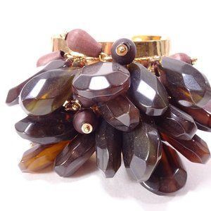 Milly Bronze Resin Teardrop Cluster Wide Cuff Bracelet NWOT 198